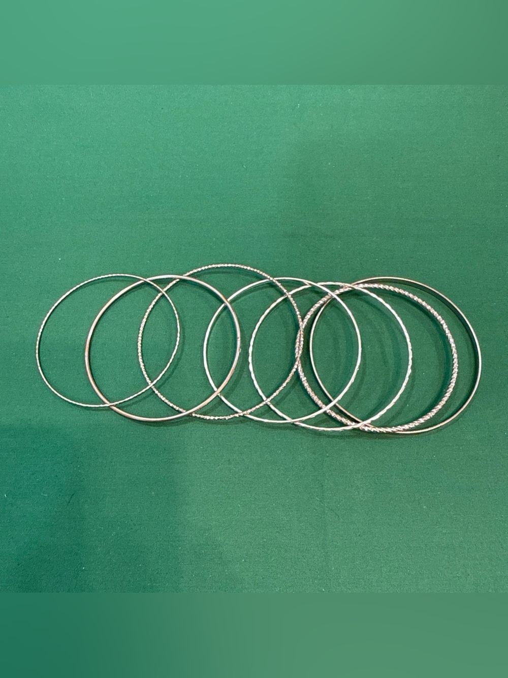 7 Silver-Tone Women's Bangle Bracelet Set - Sleek Mix 42E